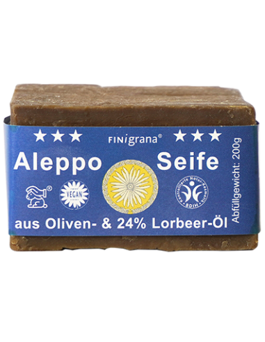 Jabón Alepo Oliva BIO 24% Laurel 200g - Finigrana | Fahle Ecolines