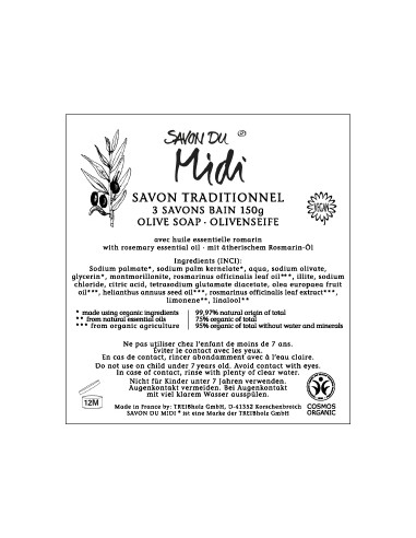 Jabón Oliva BIO Romero (3 unid. X 150g) - Savon Du Midi | Fahle Ecolines